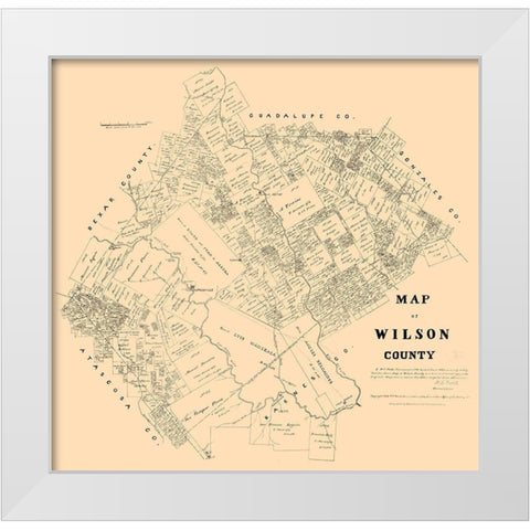 Wilson County Texas - Walsh 1879 White Modern Wood Framed Art Print by Walsh