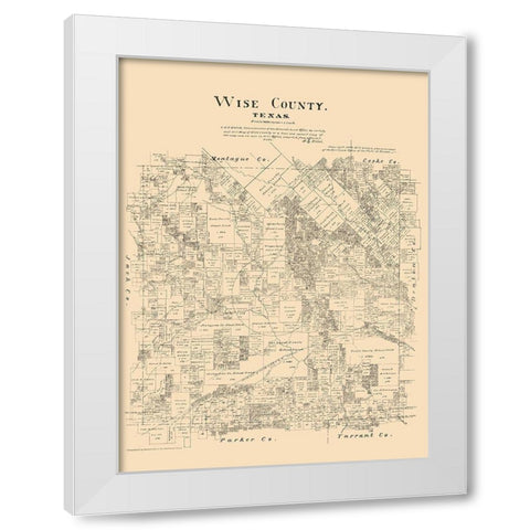 Wise County Texas - Walsh 1879 White Modern Wood Framed Art Print by Walsh