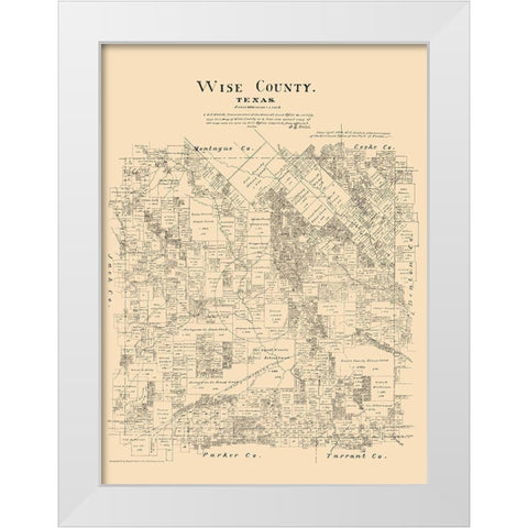 Wise County Texas - Walsh 1879 White Modern Wood Framed Art Print by Walsh