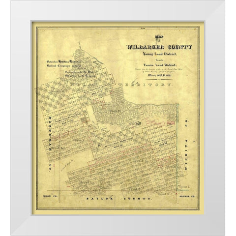 Wilbarger County Texas - Rosenberg 1859 White Modern Wood Framed Art Print by Rosenberg
