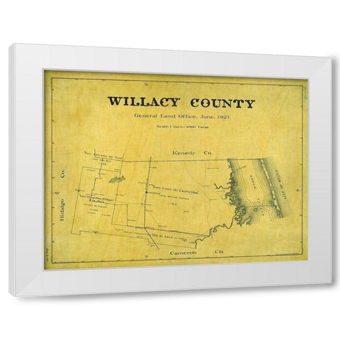 Willacy County Texas - Giles 1921 White Modern Wood Framed Art Print by Giles