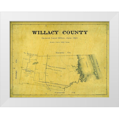 Willacy County Texas - Giles 1921 White Modern Wood Framed Art Print by Giles