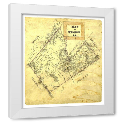 Wilson County Texas -1840 White Modern Wood Framed Art Print by Unknown