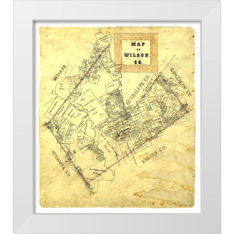 Wilson County Texas -1840 White Modern Wood Framed Art Print by Unknown