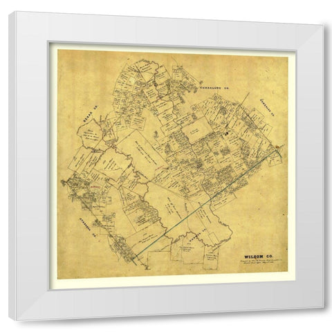 Wilson County Texas - Pressler 1866 White Modern Wood Framed Art Print by Pressler
