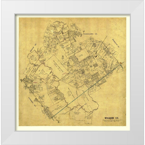 Wilson County Texas - Pressler 1866 White Modern Wood Framed Art Print by Pressler