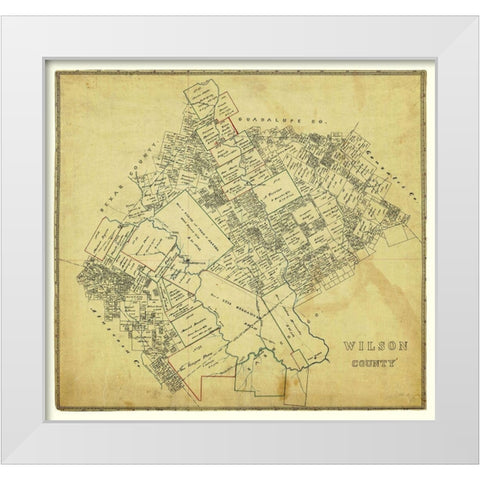 Wilson County Texas -1880 White Modern Wood Framed Art Print by Unknown