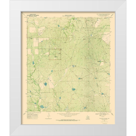 White Kitchen Texas Quad - USGS 1969 White Modern Wood Framed Art Print by USGS