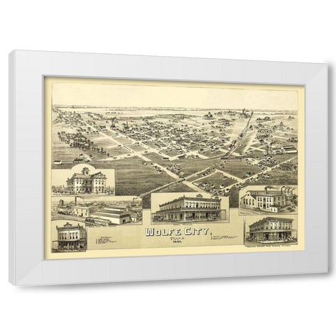 Wolfe City Texas - Fowler 1891 White Modern Wood Framed Art Print by Fowler