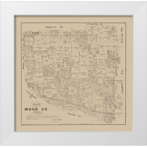 Wood County Texas- Walsh 1879 White Modern Wood Framed Art Print by Walsh