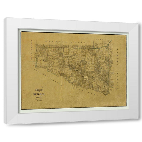 Wood County Texas - Browne 1857 White Modern Wood Framed Art Print by Browne