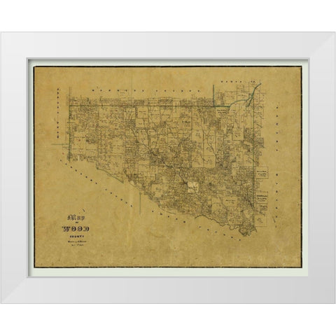 Wood County Texas - Browne 1857 White Modern Wood Framed Art Print by Browne