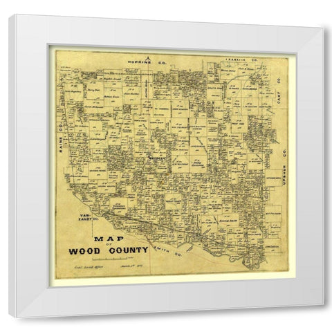 Wood County Texas -1877 White Modern Wood Framed Art Print by Unknown