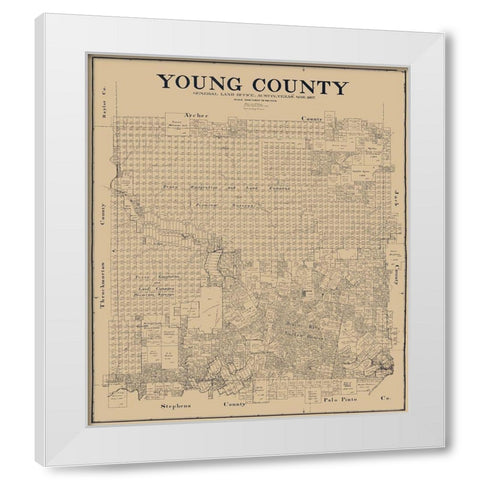 Young County Texas - Clark 1897 White Modern Wood Framed Art Print by Clark