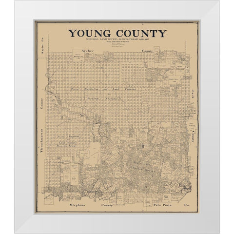 Young County Texas - Clark 1897 White Modern Wood Framed Art Print by Clark