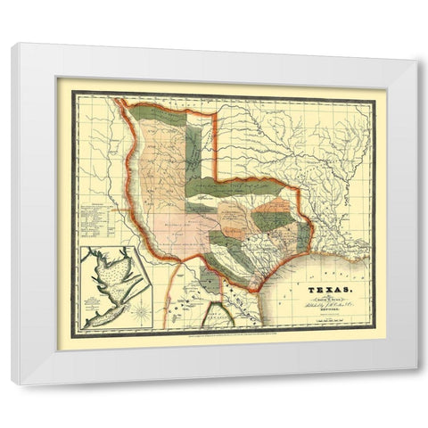Texas - Burr 1835 White Modern Wood Framed Art Print by Burr