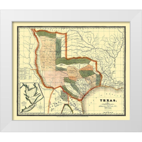 Texas - Burr 1835 White Modern Wood Framed Art Print by Burr