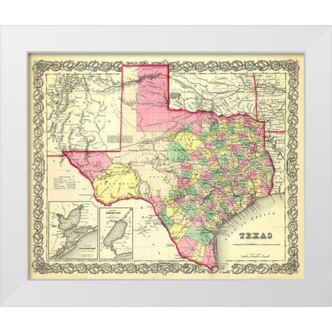 Texas - Colton 1856 White Modern Wood Framed Art Print by Colton