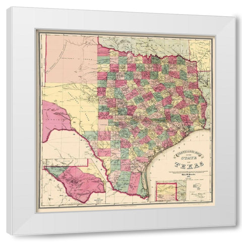 Texas - Pressler 1867 White Modern Wood Framed Art Print by Pressler