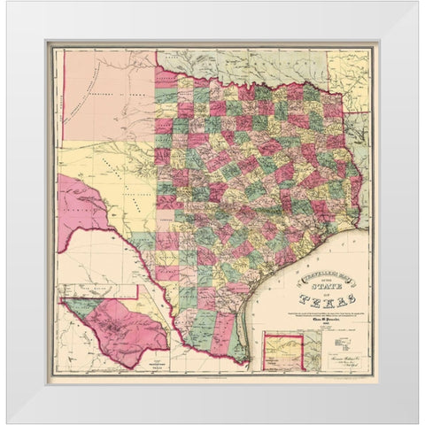 Texas - Pressler 1867 White Modern Wood Framed Art Print by Pressler