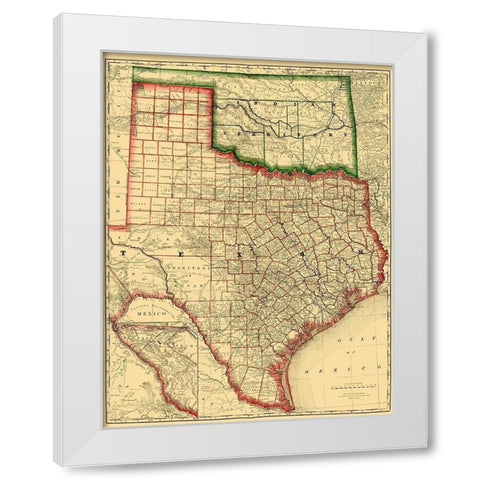 Texas - 1879 White Modern Wood Framed Art Print by Rand McNally