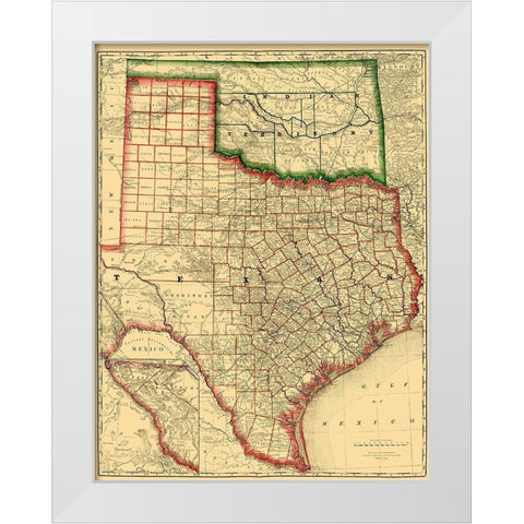 Texas - 1879 White Modern Wood Framed Art Print by Rand McNally