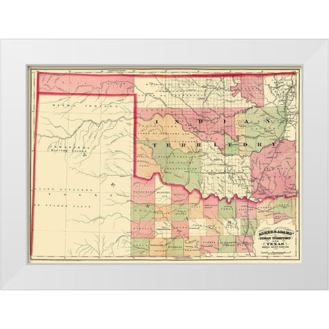 Indian Territory, North West Texas 1874 White Modern Wood Framed Art Print by Asher
