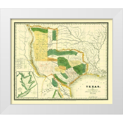 Texas - Burr 1834 White Modern Wood Framed Art Print by Burr