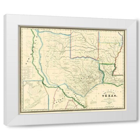 Texas - Burr 1846 White Modern Wood Framed Art Print by Burr