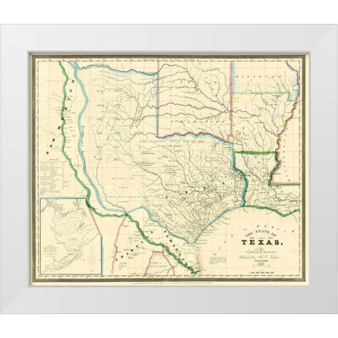 Texas - Burr 1846 White Modern Wood Framed Art Print by Burr