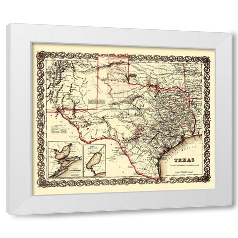 Texas, Galveston Bay, Sabine Lake Plans White Modern Wood Framed Art Print by Colton