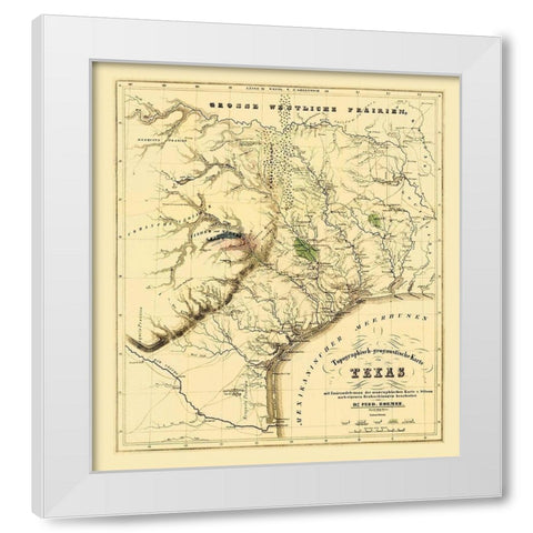 Texas showing the Alamo - Roemer 1849 White Modern Wood Framed Art Print by Roemer
