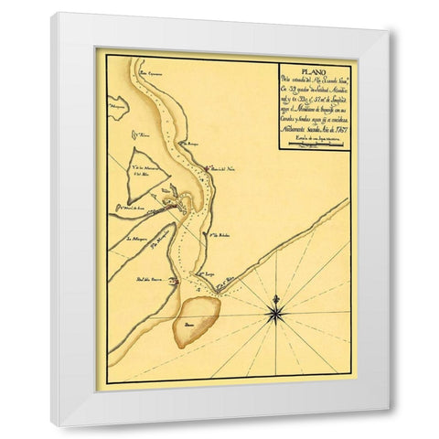 Mouth of The Rio Grande - 1767 White Modern Wood Framed Art Print by Unknown