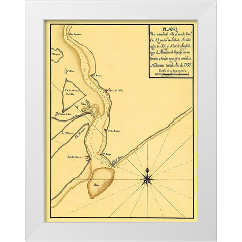 Mouth of The Rio Grande - 1767 White Modern Wood Framed Art Print by Unknown