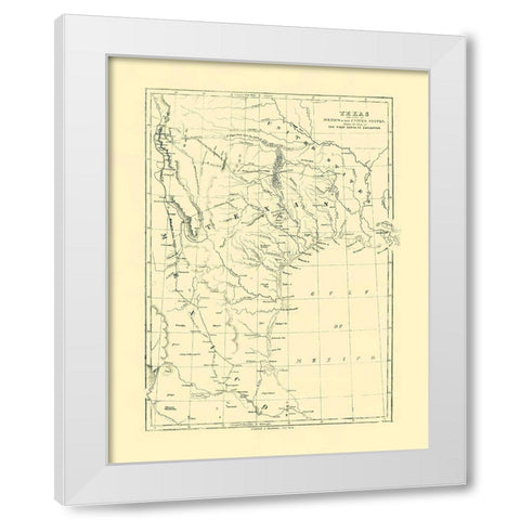 Texas, Route of 1st Santa Fe Express - Harper 1844 White Modern Wood Framed Art Print by Harper