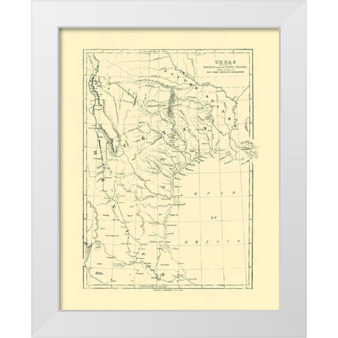 Texas, Route of 1st Santa Fe Express - Harper 1844 White Modern Wood Framed Art Print by Harper