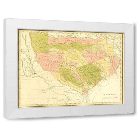 Texas with Grants and Indian Territory - 1819 White Modern Wood Framed Art Print by Unknown