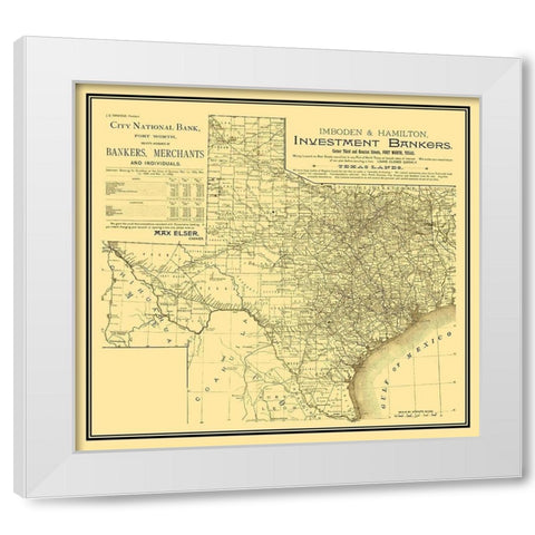 Texas - Imboden and Hamilton 1889 White Modern Wood Framed Art Print by Imboden