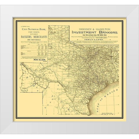 Texas - Imboden and Hamilton 1889 White Modern Wood Framed Art Print by Imboden
