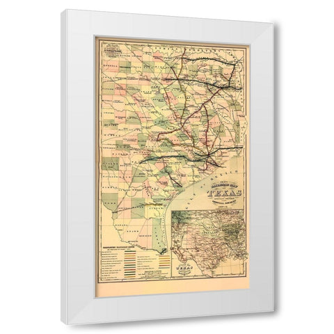GrayS Railroad Map - 1877 White Modern Wood Framed Art Print by Unknown