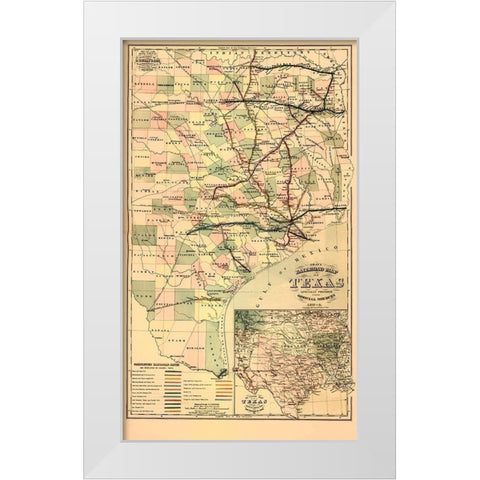 GrayS Railroad Map - 1877 White Modern Wood Framed Art Print by Unknown