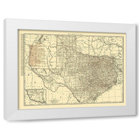 Texas State Railroads - Rand McNally 1900 White Modern Wood Framed Art Print by Rand McNally