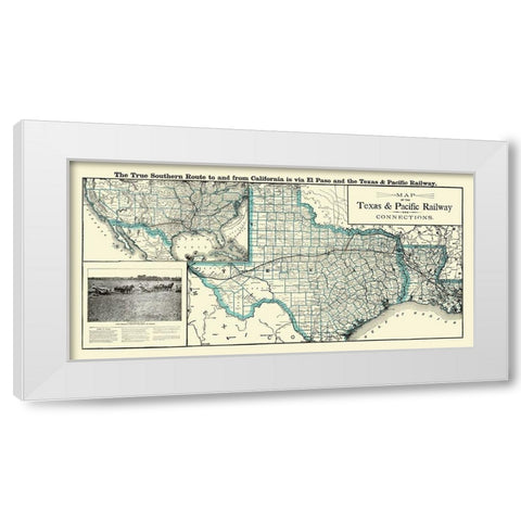 Texas and Pacific Railway with Connections 1903 White Modern Wood Framed Art Print by Woodward
