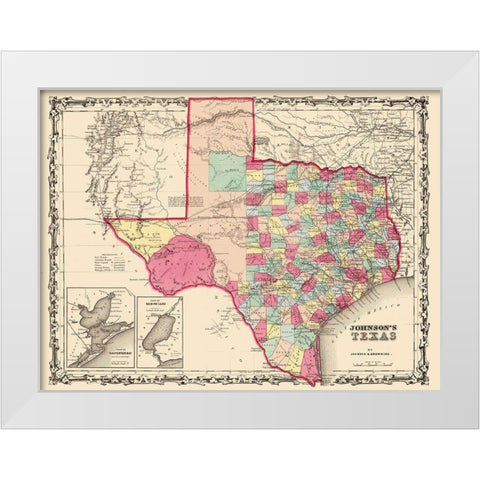 Texas - Johnson 1860 White Modern Wood Framed Art Print by Johnson