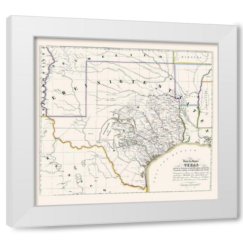 Texas - Association for German Immigrants 1851 White Modern Wood Framed Art Print by Association for German Immigrants