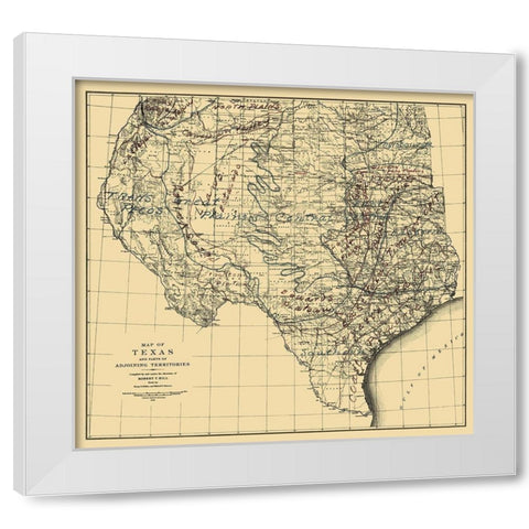 Texas and Adjoining Territories - Graham 1899 White Modern Wood Framed Art Print by Graham