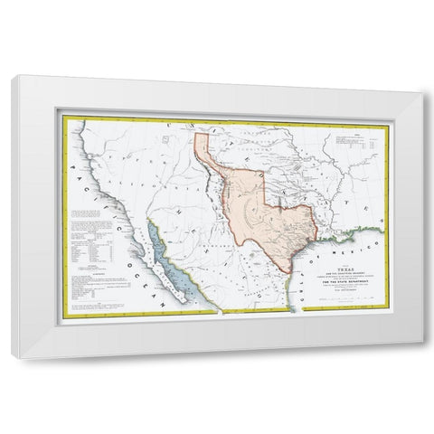 Texas Republic and adjacent Countries 1844 White Modern Wood Framed Art Print by US War Dept