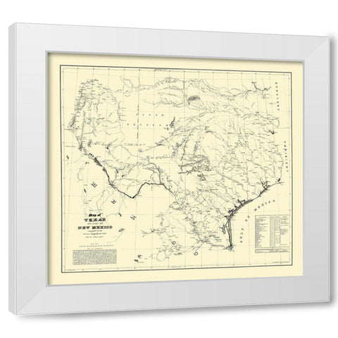 Texas, Eastern New Mexico - Dunnovant 1857 White Modern Wood Framed Art Print by Dunnovant
