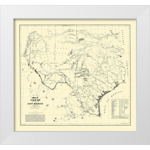 Texas, Eastern New Mexico - Dunnovant 1857 White Modern Wood Framed Art Print by Dunnovant