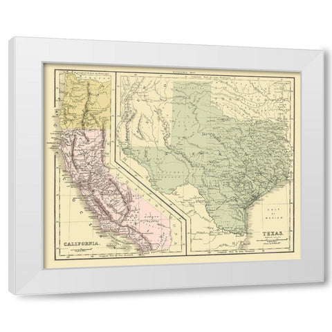 Texas with California and Oregon - Appleton 1864 White Modern Wood Framed Art Print by Appleton